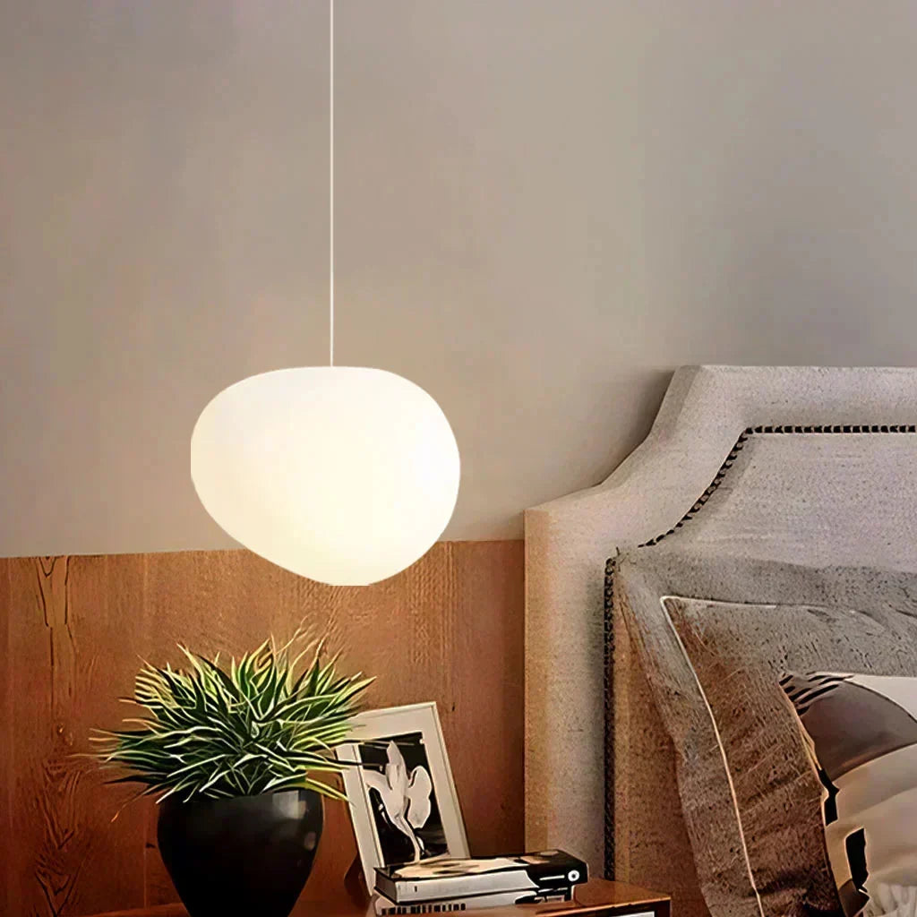 Contemporary White Stone Hanging Light Fixture