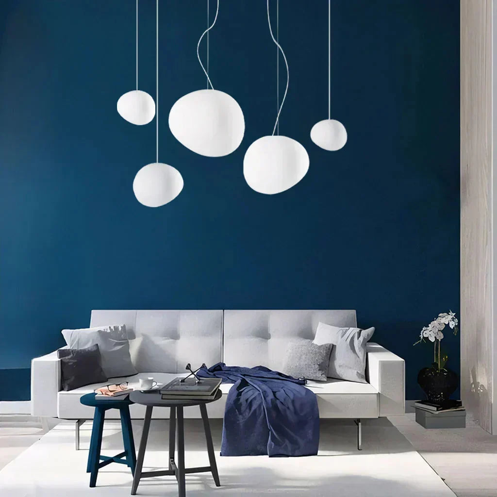 Contemporary White Stone Hanging Light Fixture