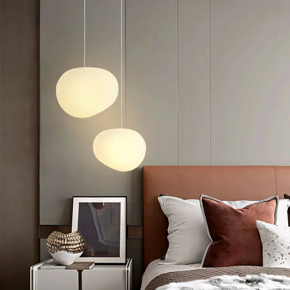 Contemporary White Stone Hanging Light Fixture