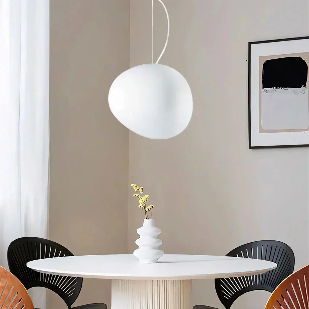 Contemporary White Stone Hanging Light Fixture