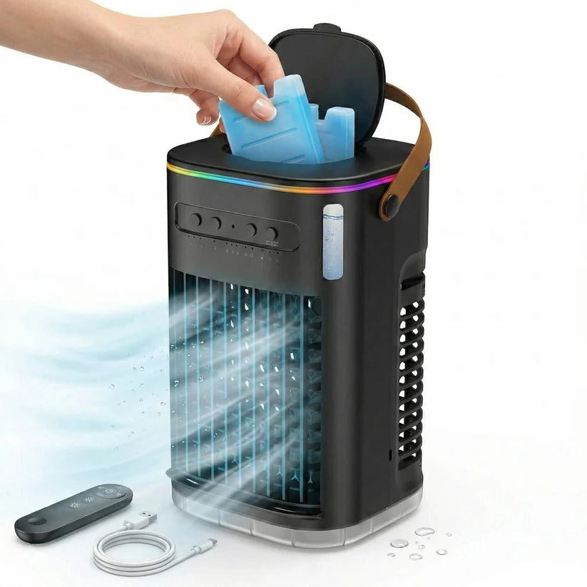 Portable Air Conditioner with 1.2L Water Tank & Remote Control – Quiet Operation
