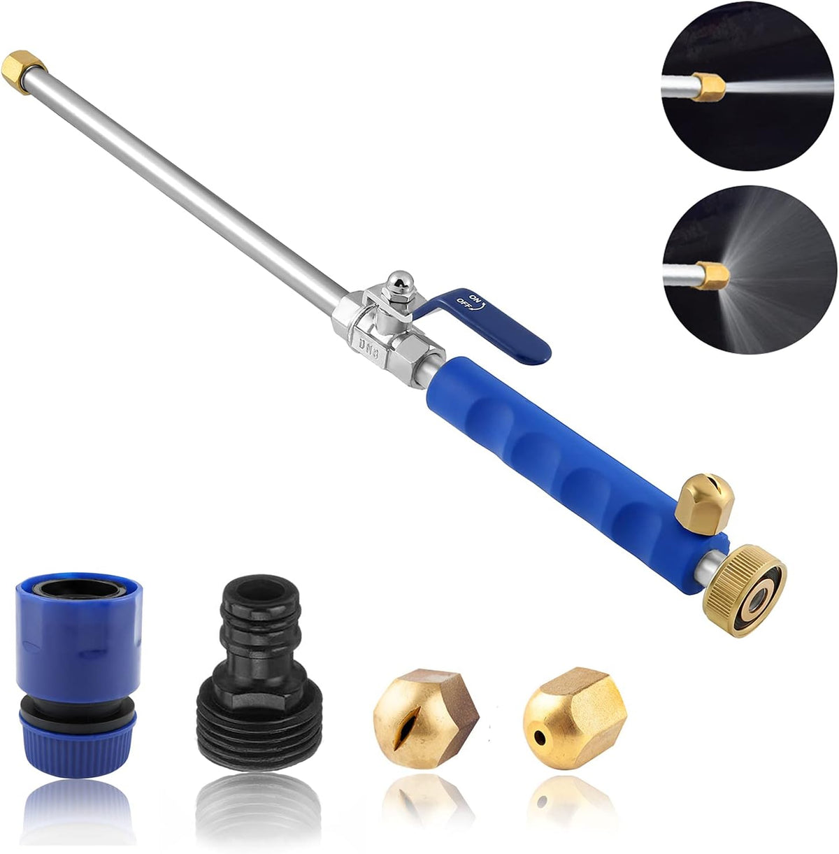 Garden Hose High-Pressure Attachment - Sturdy Nozzle with Two Spray Settings