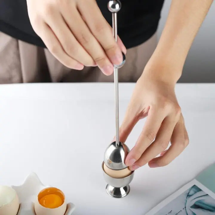 Egg Cracking Tool in Stainless Steel with Tapping Mechanism