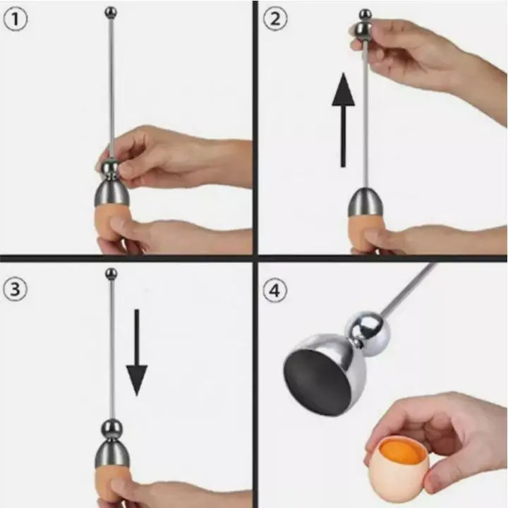 Egg Cracking Tool in Stainless Steel with Tapping Mechanism