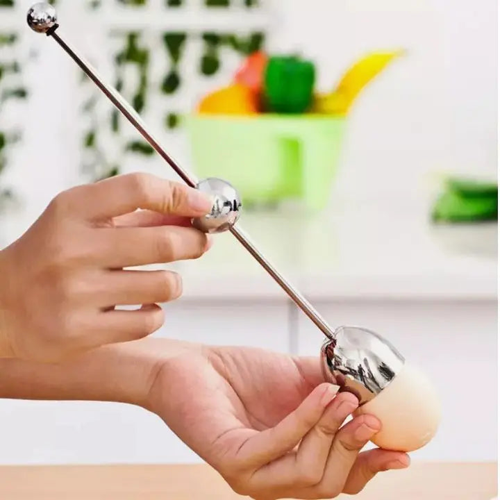 Egg Cracking Tool in Stainless Steel with Tapping Mechanism