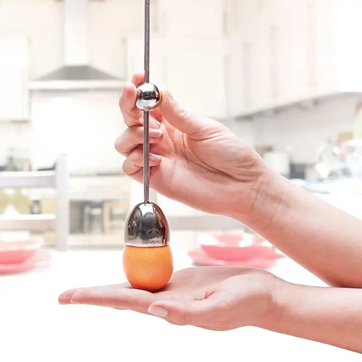 Egg Cracking Tool in Stainless Steel with Tapping Mechanism