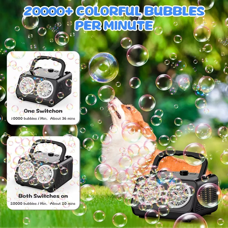 Dual Fan Portable Bubble Machine – Over 20,000 Bubbles Per Minute for Events