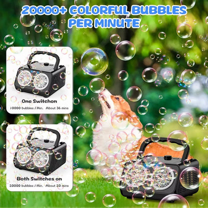 Dual Fan Portable Bubble Machine – Over 20,000 Bubbles Per Minute for Events