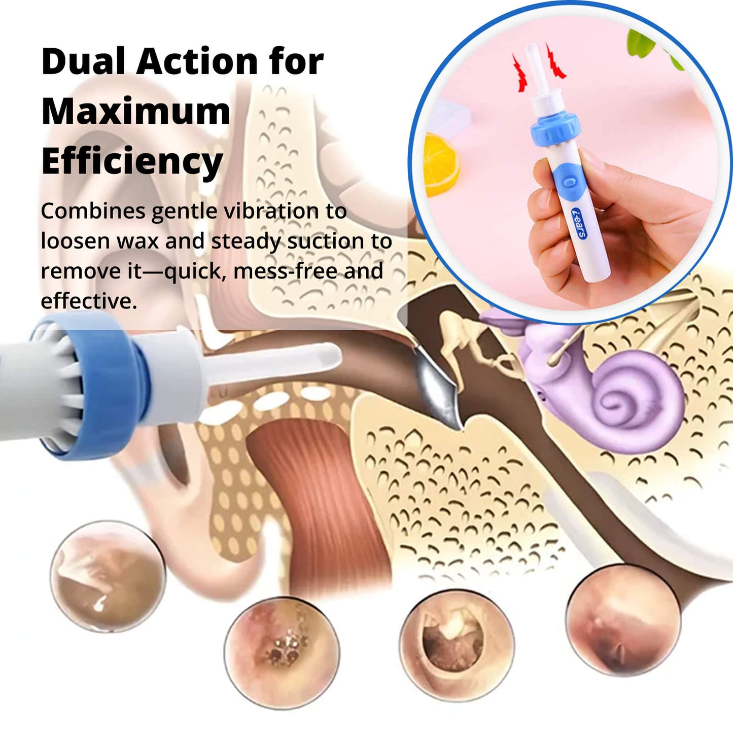 Ear Clean Pro: Electric Wax Removal Tool with Silicone Tip
