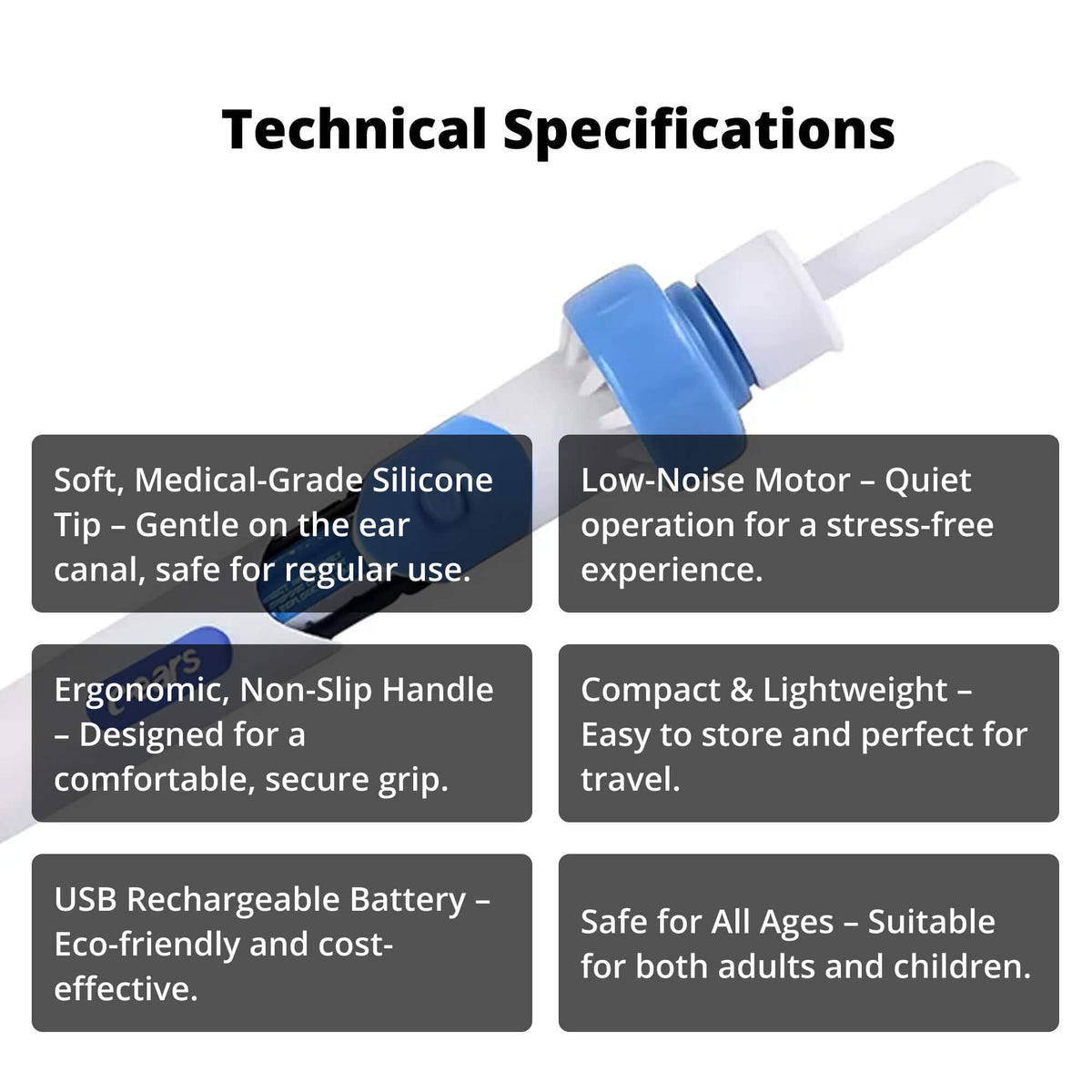 Ear Clean Pro: Electric Wax Removal Tool with Silicone Tip