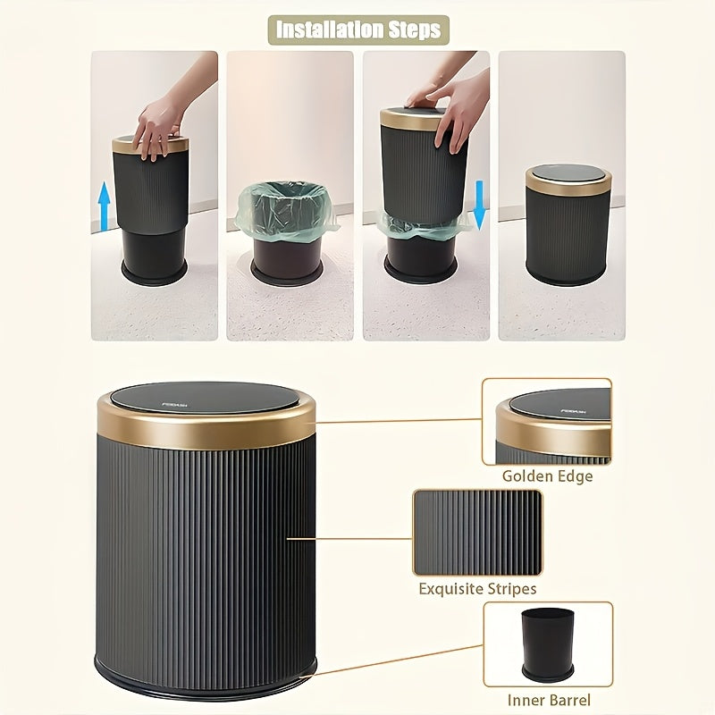 Touchless Oval Trash Bin with Dual Compartments for Stylish Tidiness