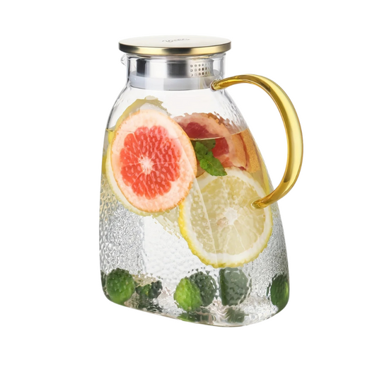 1.8L Glass Beverage Pitcher with Strainer and Lid