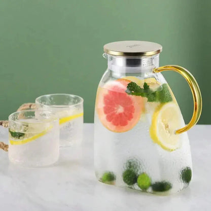 1.8L Glass Beverage Pitcher with Strainer and Lid