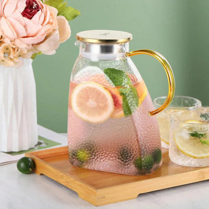 1.8L Glass Beverage Pitcher with Strainer and Lid