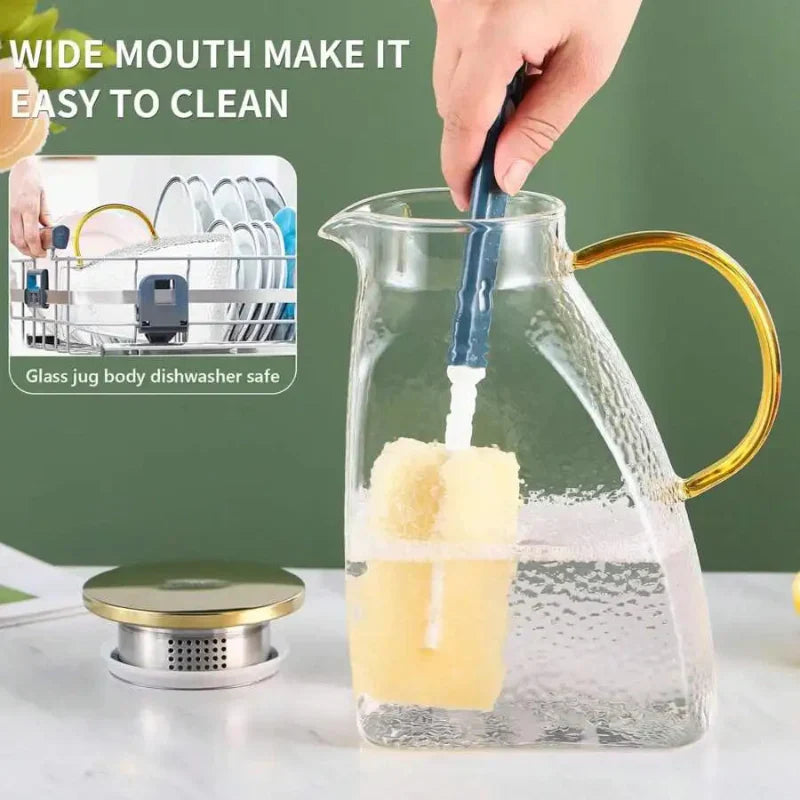 1.8L Glass Beverage Pitcher with Strainer and Lid
