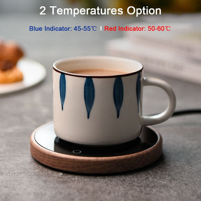 Temperature-Controlled Ceramic Mug Warmer Coaster with Auto Shut-Off