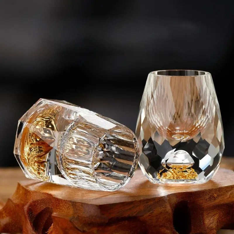 Diamond-Cut Crystal Shot Glasses Set – Elegant Design for Celebrations