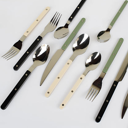 Elegant Dining Flatware Set – 24-Piece Stainless Steel Cutlery with Black Handles