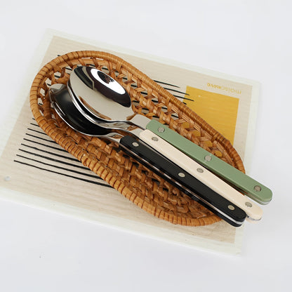 Elegant Dining Flatware Set – 24-Piece Stainless Steel Cutlery with Black Handles
