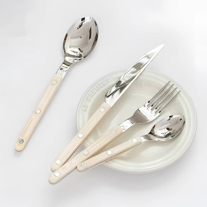 Elegant Dining Flatware Set – 24-Piece Stainless Steel Cutlery with Black Handles