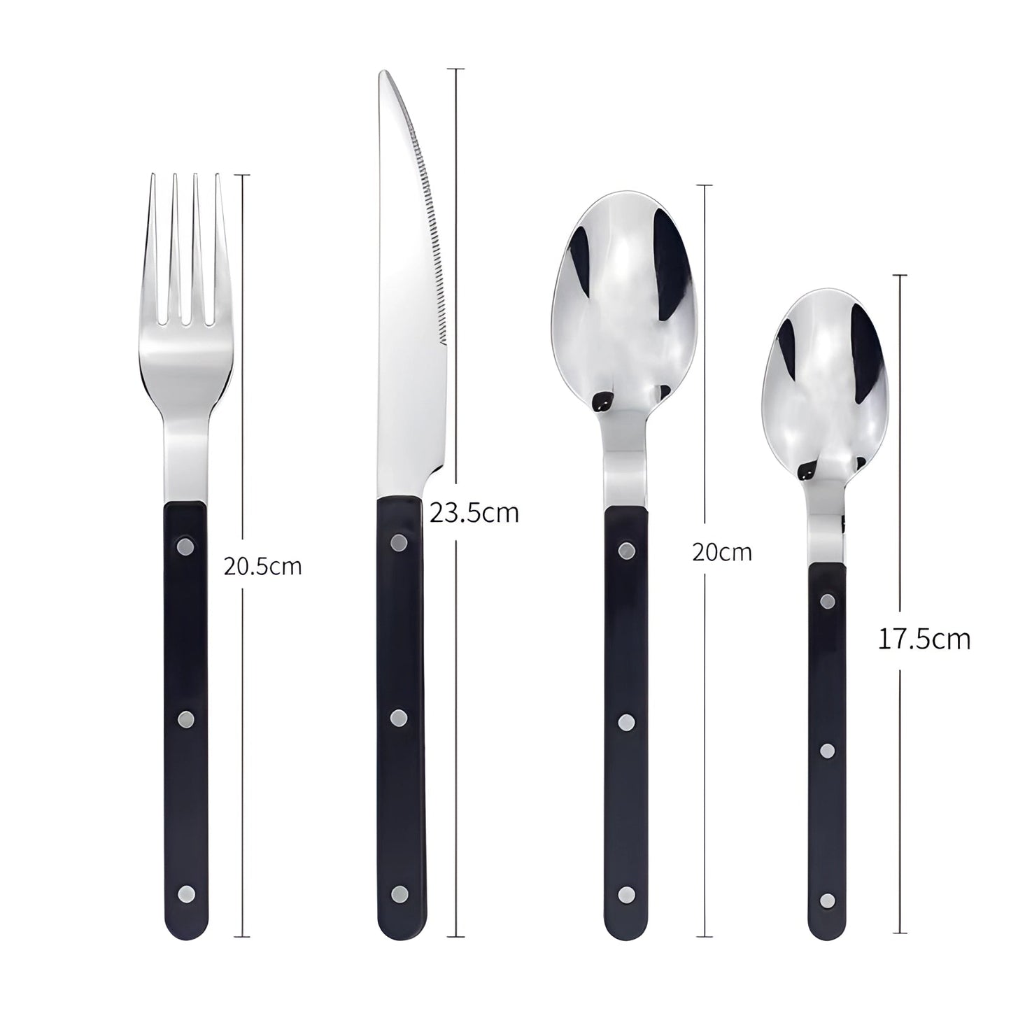 Elegant Dining Flatware Set – 24-Piece Stainless Steel Cutlery with Black Handles