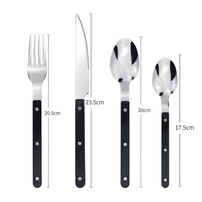 Elegant Dining Flatware Set – 24-Piece Stainless Steel Cutlery with Black Handles