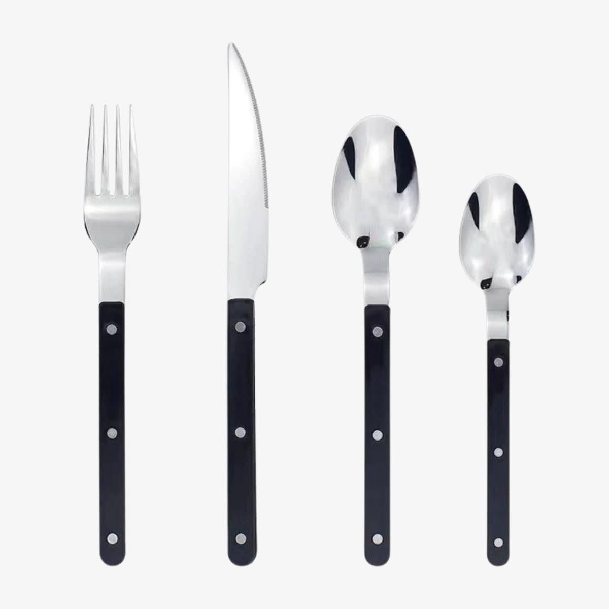 Stainless Steel Cutlery Set – 24 Pieces with Engraved Pattern