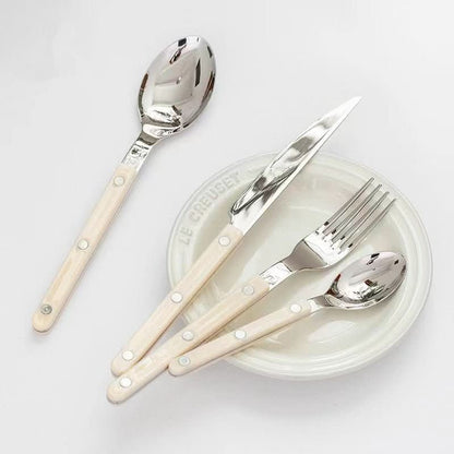 Stainless Steel Cutlery Set – 24 Pieces with Engraved Pattern