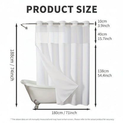 Double Layer Shower Curtain Set with Waffle Texture – Hookless Design