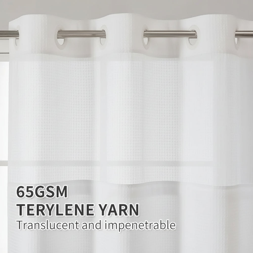 Double Layer Shower Curtain Set with Waffle Texture – Hookless Design