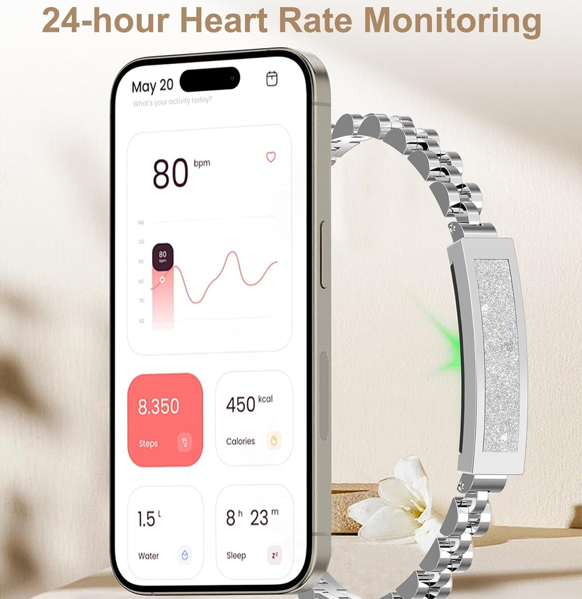 Heart Rate and Sleep Monitor Bracelet – Stylish Fitness Tracker