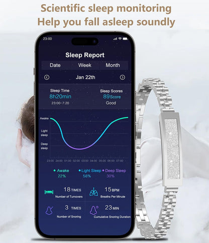 Heart Rate and Sleep Monitor Bracelet – Stylish Fitness Tracker