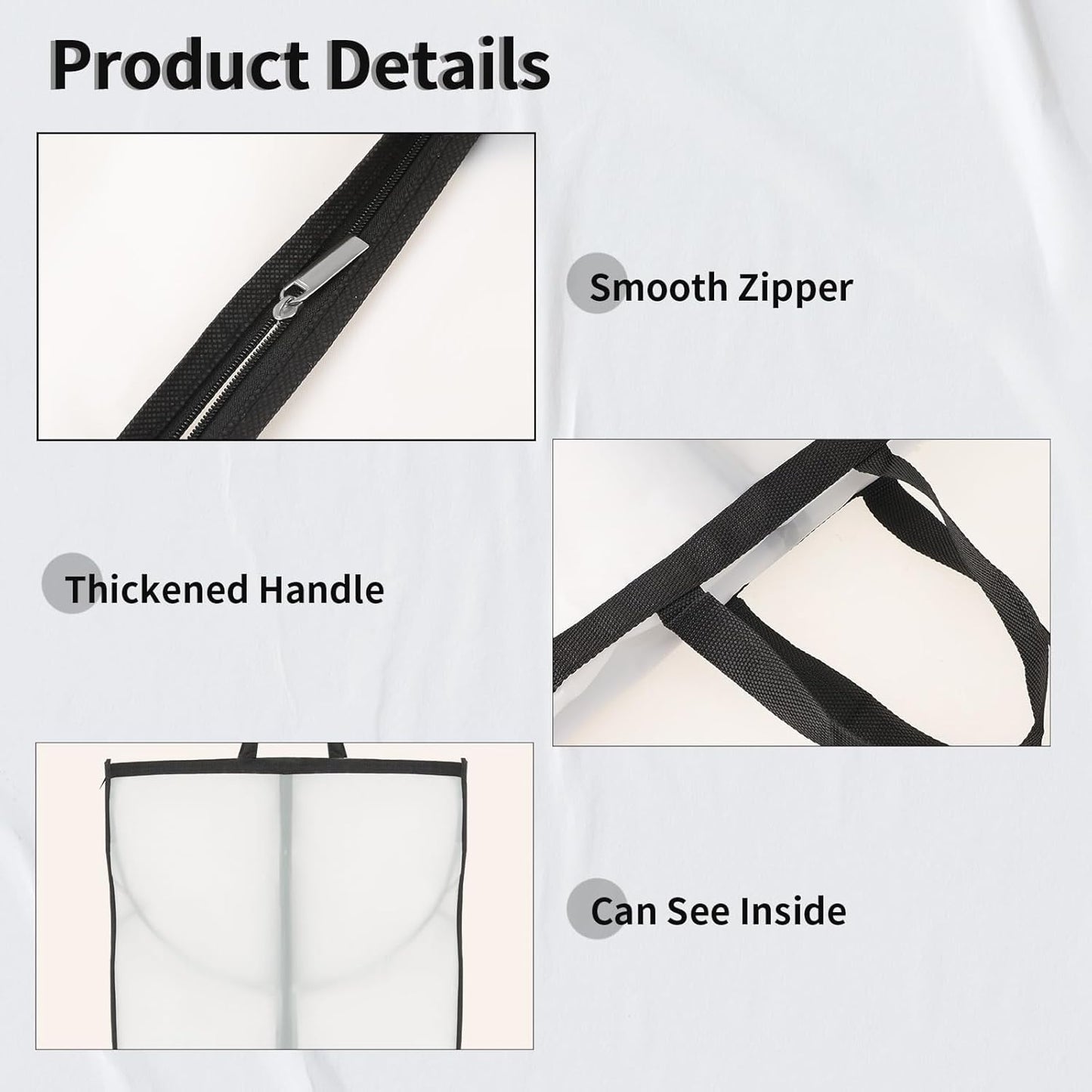 Travel Storage Dress Bags - 2-Pack with Zipper and Clear View Window