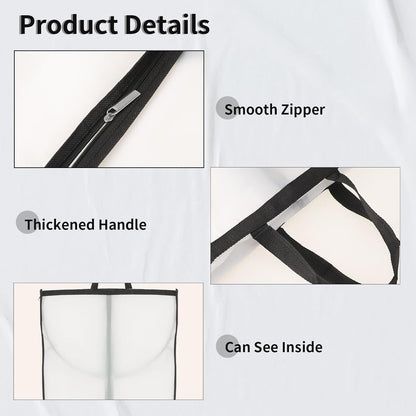 Travel Storage Dress Bags - 2-Pack with Zipper and Clear View Window