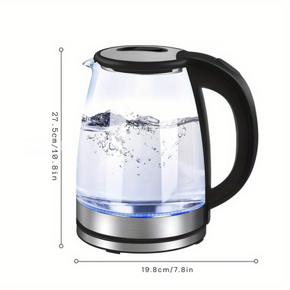 Electric Glass Kettle 2L with LED Light and Auto Shut-Off Feature