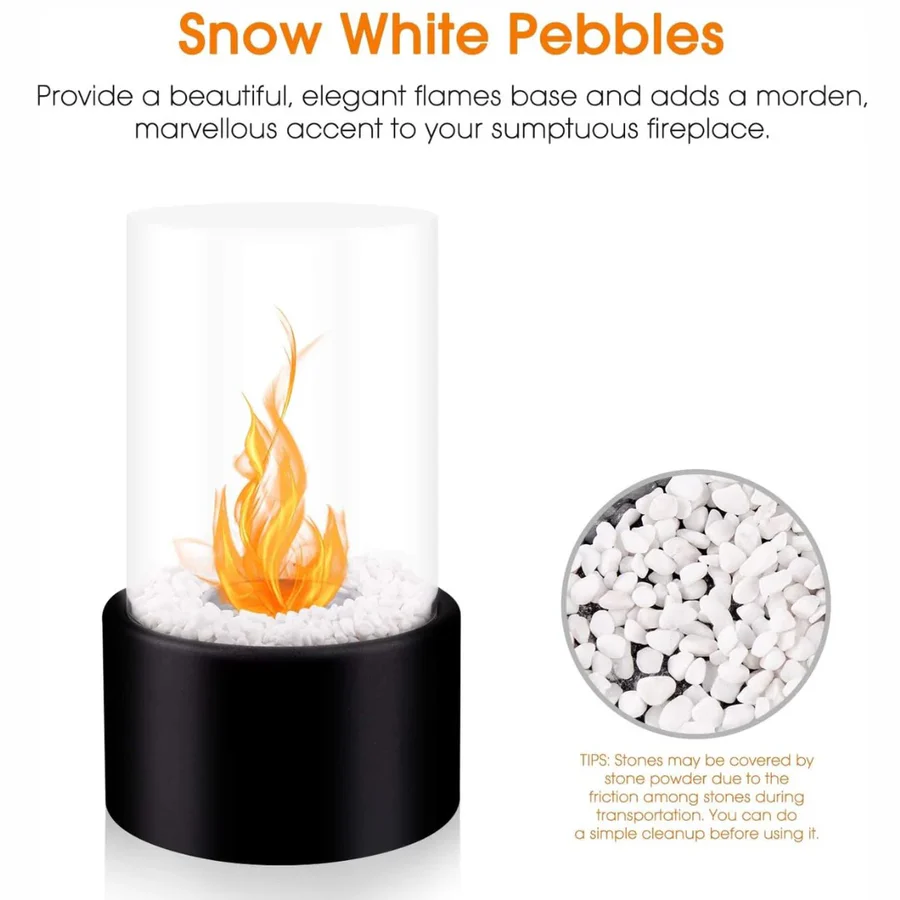 Portable Ethanol Fireplace with Glass Surround for Indoor and Outdoor