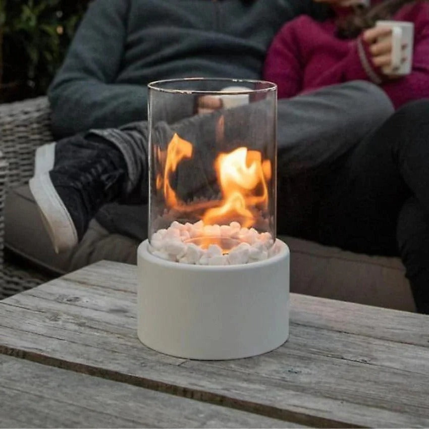 Portable Ethanol Fireplace with Glass Surround for Indoor and Outdoor