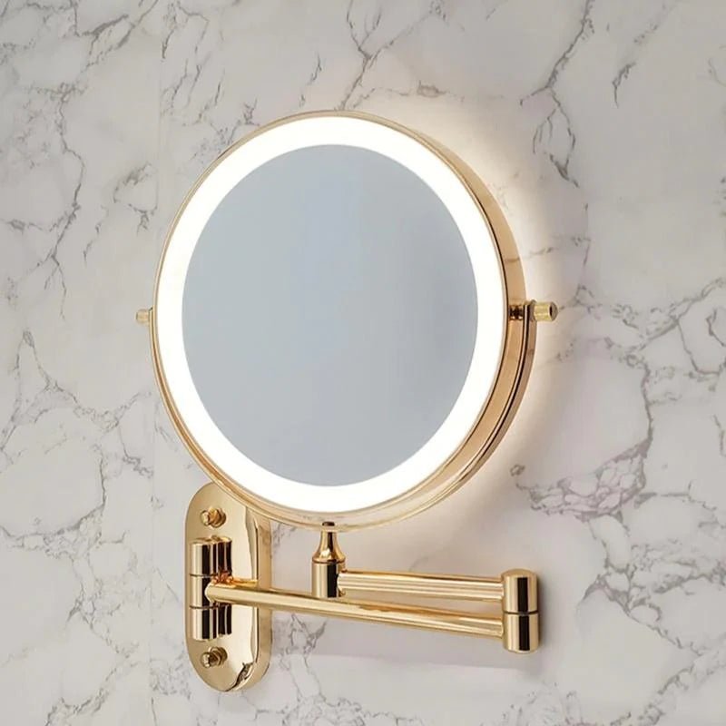 Gold Vanity Mirror with Adjustable LED Lighting for Flawless Makeup