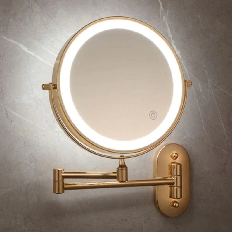 Gold Vanity Mirror with Adjustable LED Lighting for Flawless Makeup