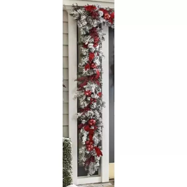 Prelit Christmas Decoration with Timer - Battery-Powered, Red & White Trim