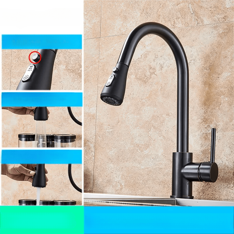 Retractable Spray Kitchen Faucet with Flexible Spout for Water Control