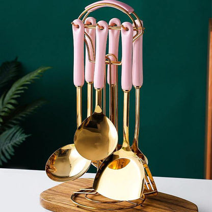 Ergonomic Ceramic Handle Cooking Tools Set - 6 Pieces for Modern Kitchens