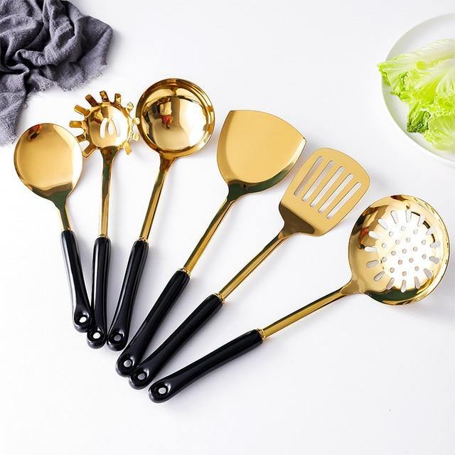 Ergonomic Ceramic Handle Cooking Tools Set - 6 Pieces for Modern Kitchens
