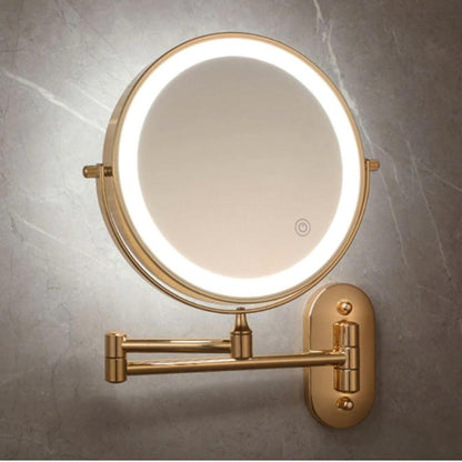 Wall-Mounted Vanity Mirror with 10X Magnification and Brightness Control