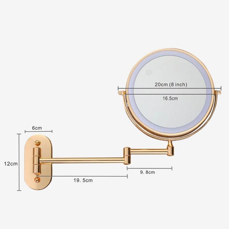 Wall-Mounted Vanity Mirror with 10X Magnification and Brightness Control