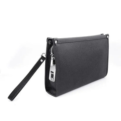Leather Executive Clutch with Fingerprint Lock for Secure Storage