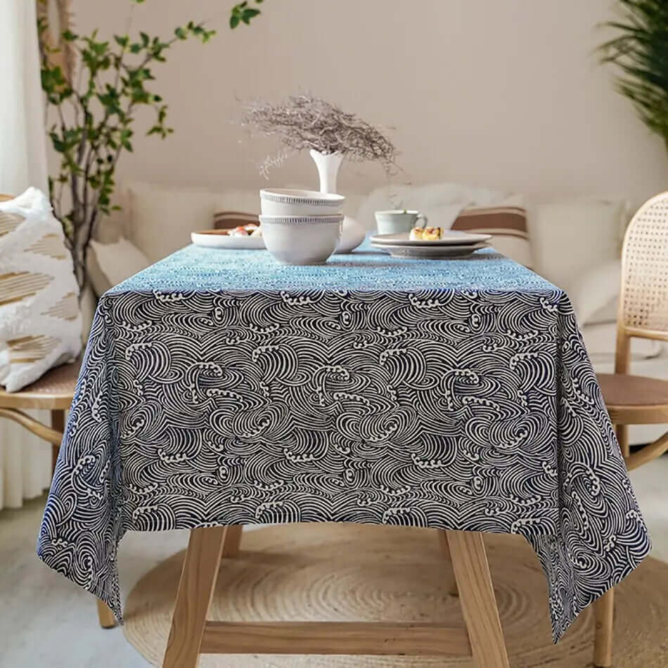 Durable Linen Tablecloth for Dining Events - Japanese Design