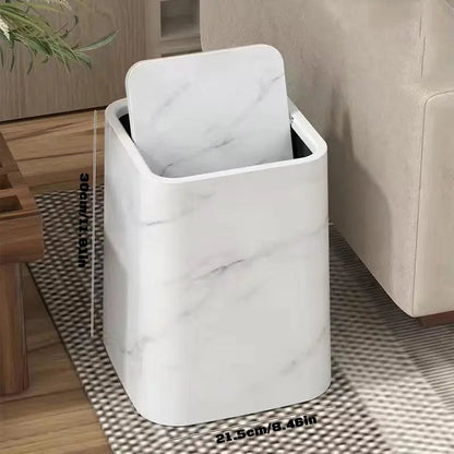 Elegant Marble Design Trash Can with 360° Swing Lid