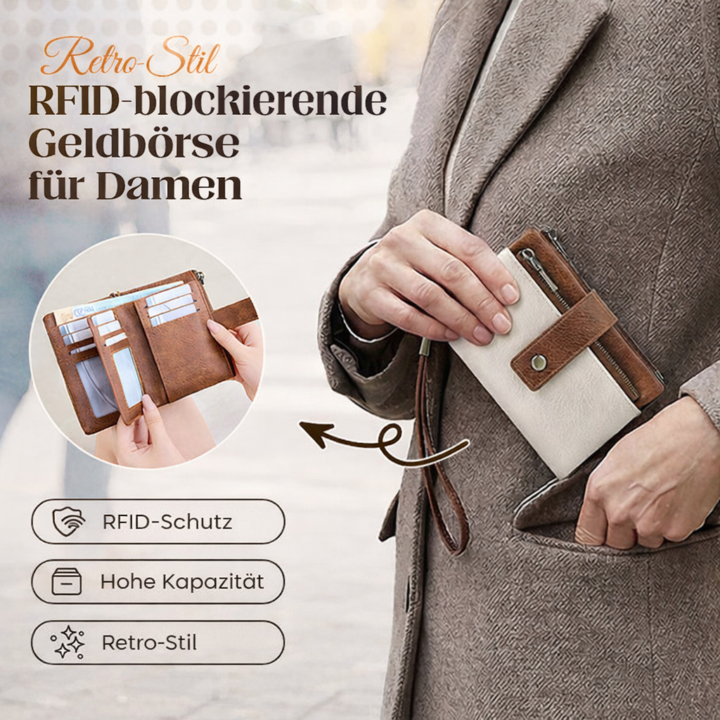 RFID-Blocking Tri-Fold Wallet for Women with Efficient Organization