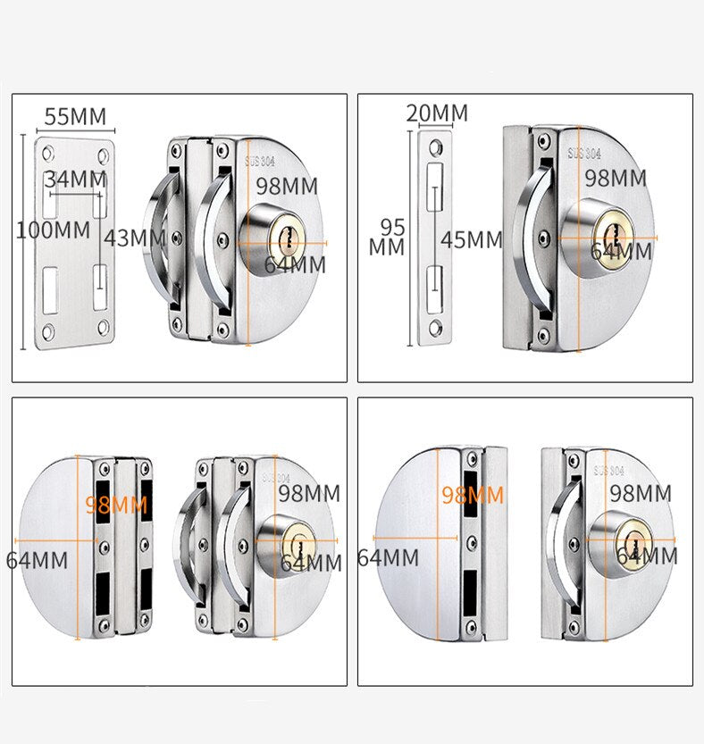 Sliding Glass Door Security Lock in Stainless Steel – Easy Installation